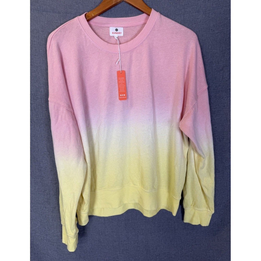 Sundry Women's Gradient Dyed Oversized Sweatshirt Size XL (4) Pink Yellow NWT